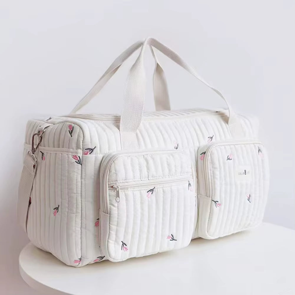 Quilted Large Capacity Baby Diaper Bag - Versatile Weekender and Travel Bag for Hospital and Getaways