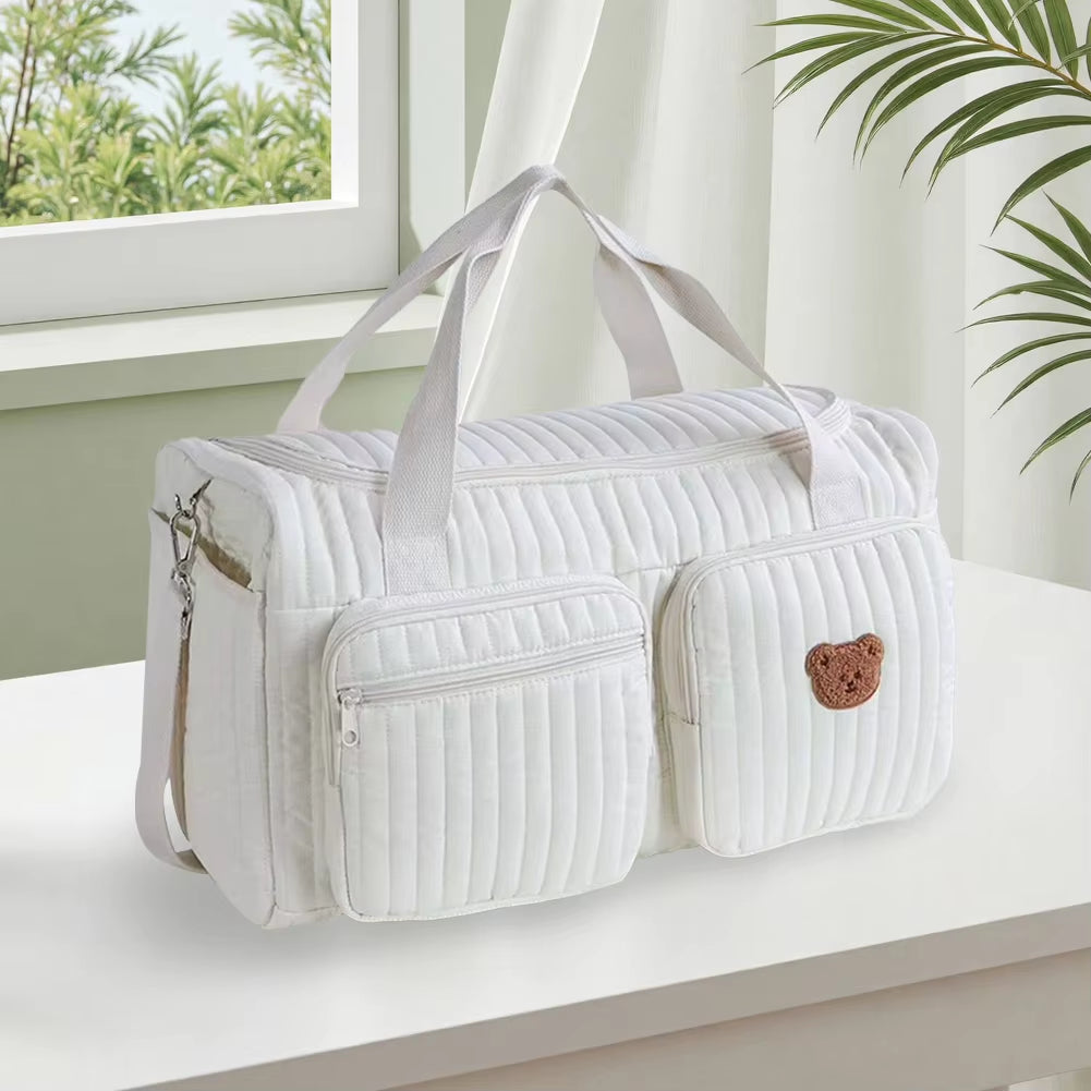 Quilted Large Capacity Baby Diaper Bag - Versatile Weekender and Travel Bag for Hospital and Getaways