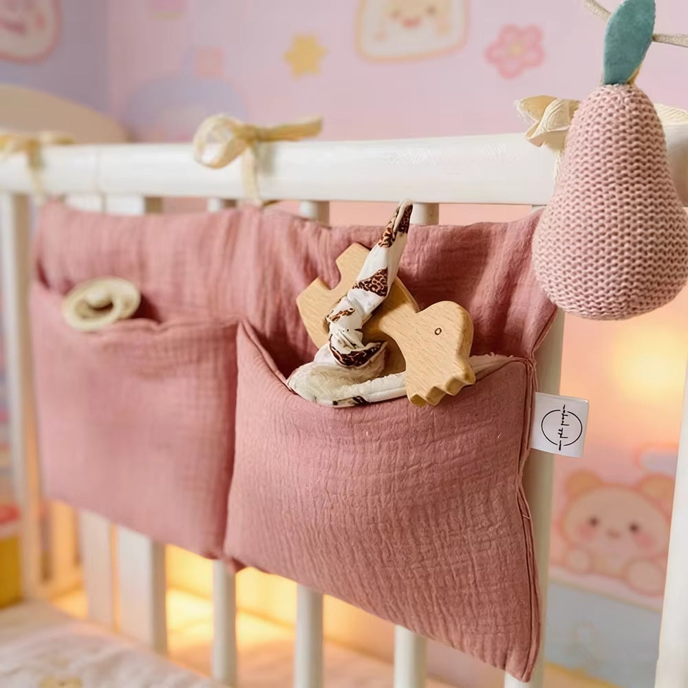 Pink Baby Crib Organizer Bag for Diapers & Essentials