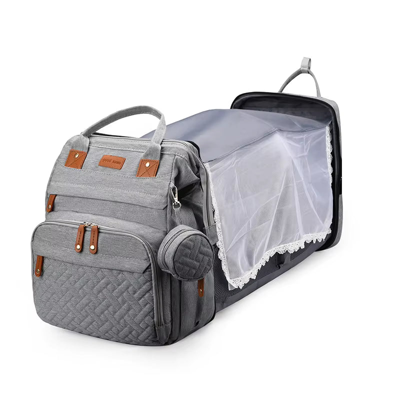 Multifunctional Mommy Bag with Baby Crib & Mosquito Net