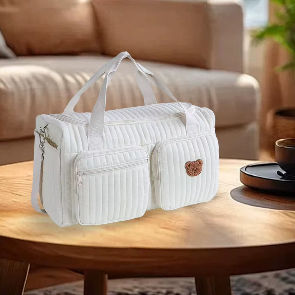 Quilted Large Capacity Baby Diaper Bag - Versatile Weekender and Travel Bag for Hospital and Getaways