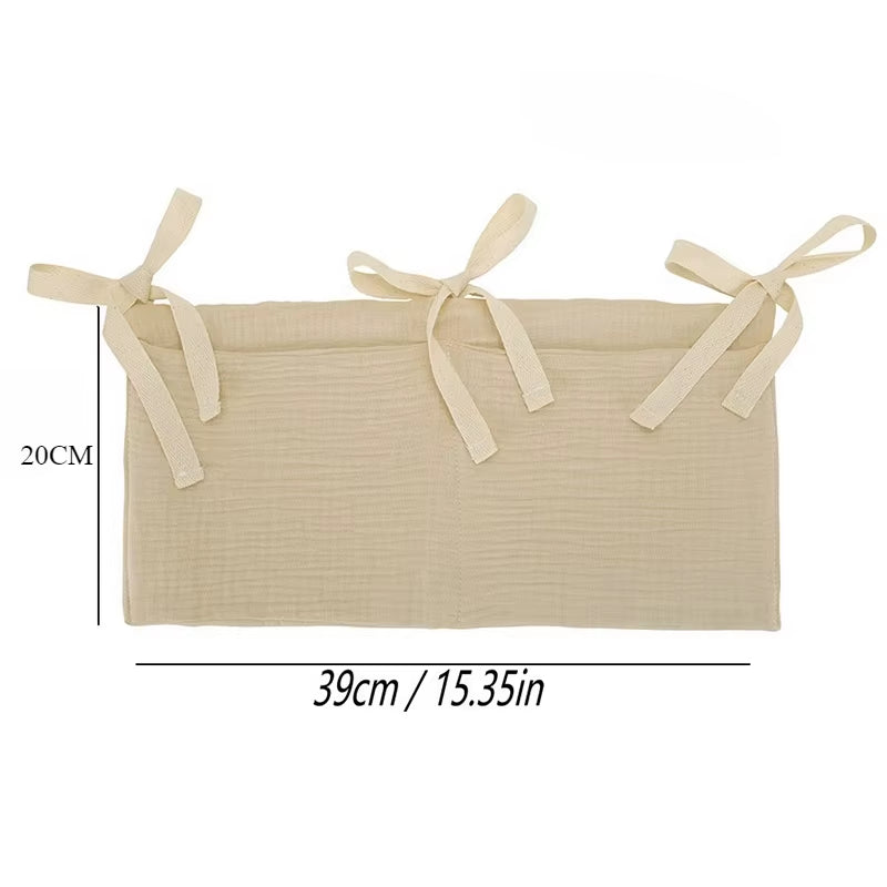 Cotton Baby Crib Organizer – Double-Pocket Storage Bag