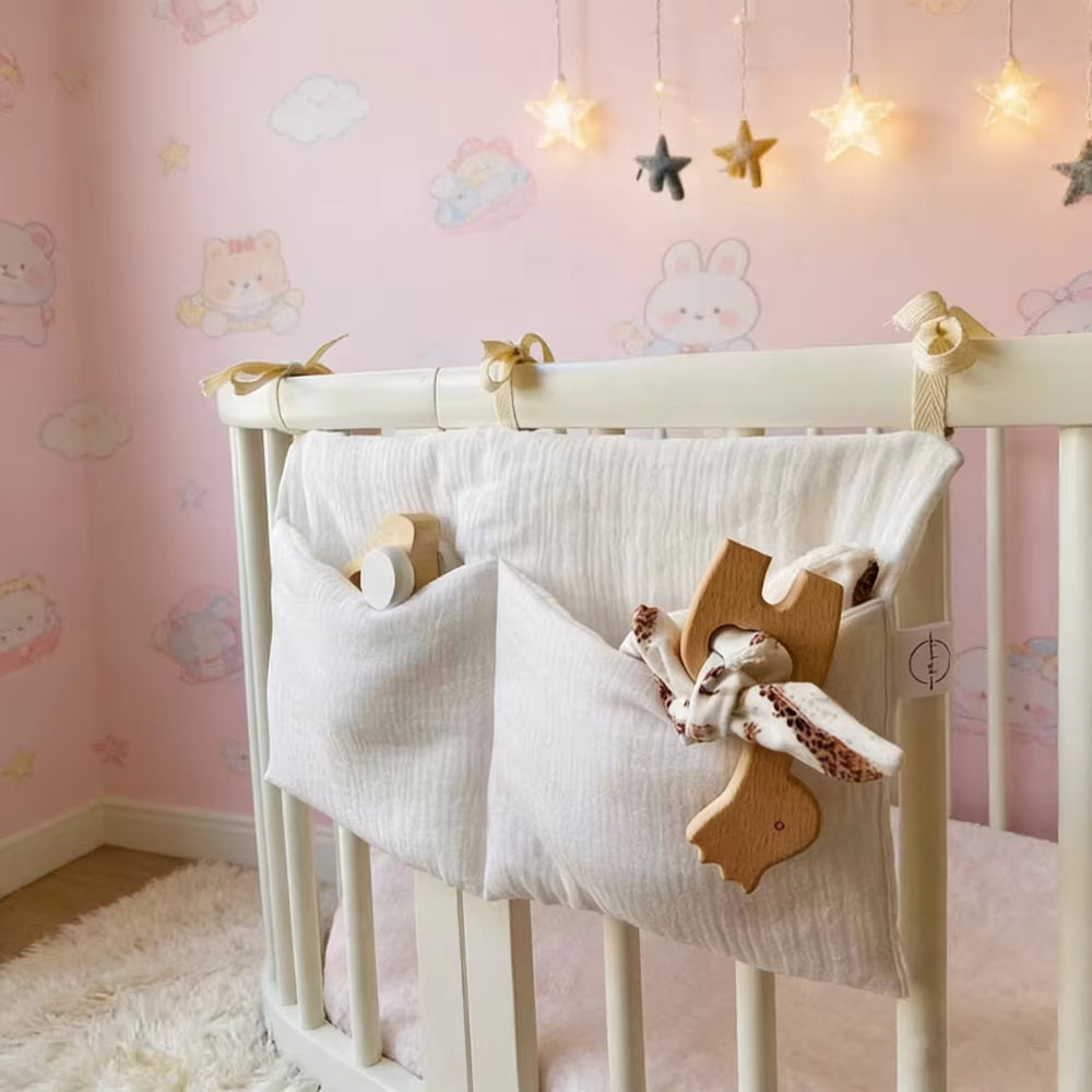 Pink Baby Crib Organizer Bag for Diapers & Essentials