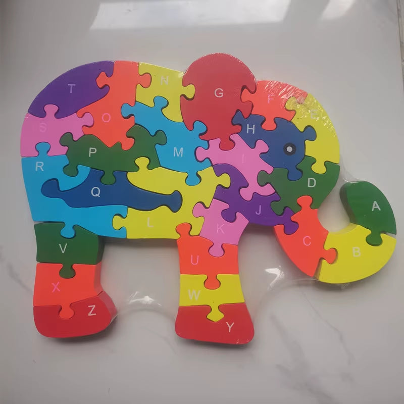 Wooden Elephant 3D Puzzle – Educational Toy for Kids