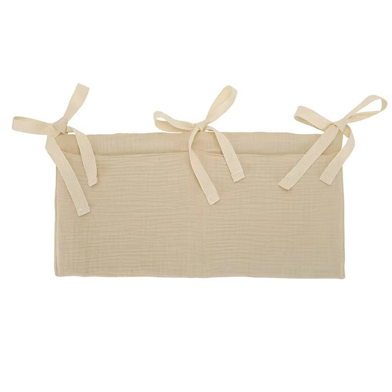 Cotton Baby Crib Organizer – Double-Pocket Storage Bag