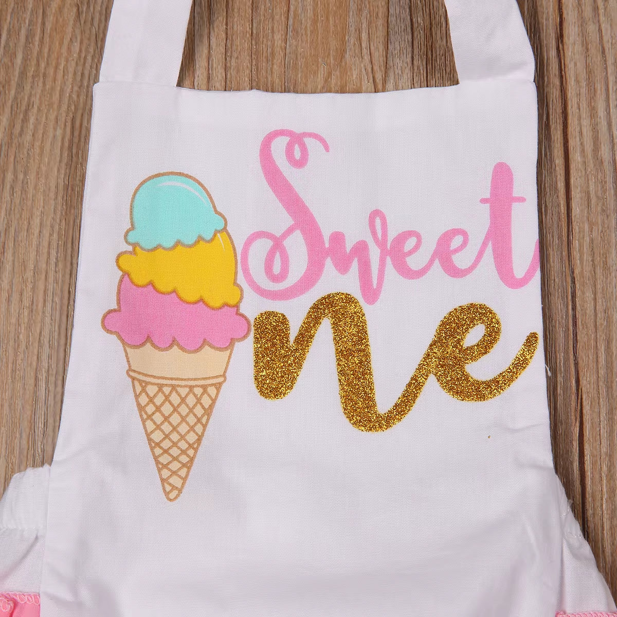 Baby Girl Ice Cream Romper – Ruffled Lace & Bow Outfit