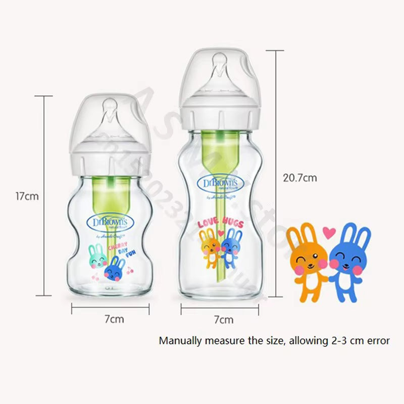 Dr. Brown’s Anti-Colic Glass Baby Bottle Set – 150 ml + 270 ml (Wide-Neck, 2-Pack)