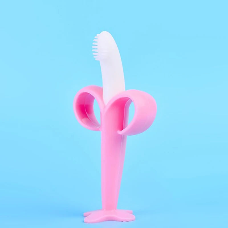BPA-Free Silicone Baby Teething Toothbrush & Chew Ring