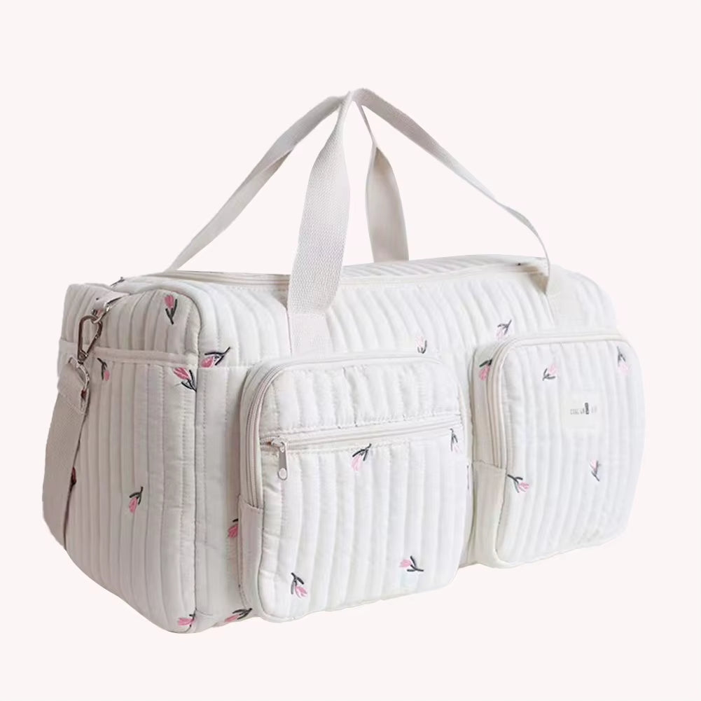 Quilted Large Capacity Baby Diaper Bag - Versatile Weekender and Travel Bag for Hospital and Getaways