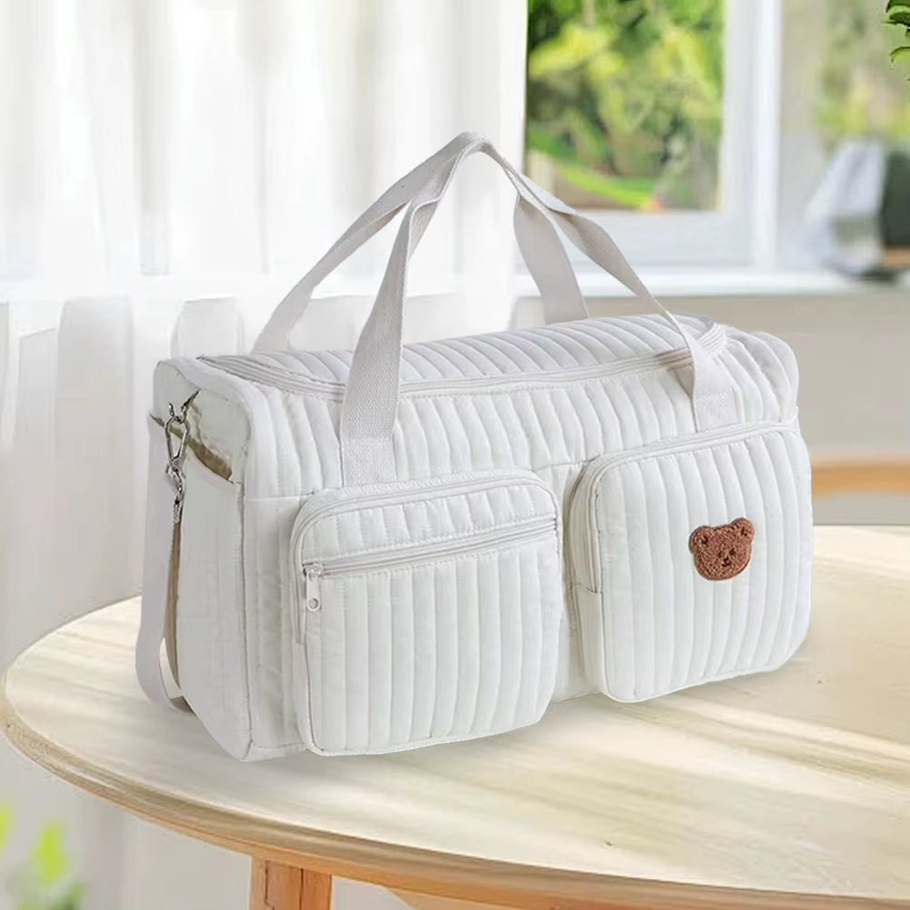 Quilted Large Capacity Baby Diaper Bag - Versatile Weekender and Travel Bag for Hospital and Getaways