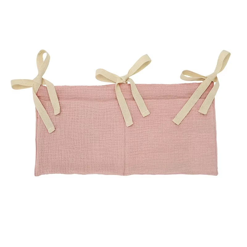 Cotton Baby Crib Organizer – Double-Pocket Storage Bag