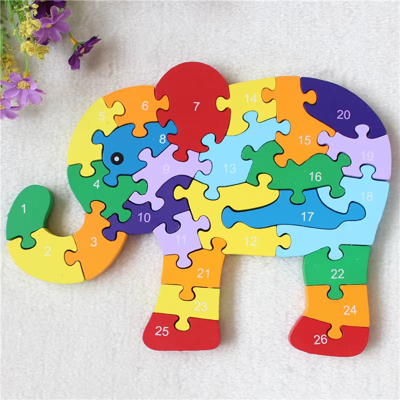Wooden Elephant 3D Puzzle – Educational Toy for Kids