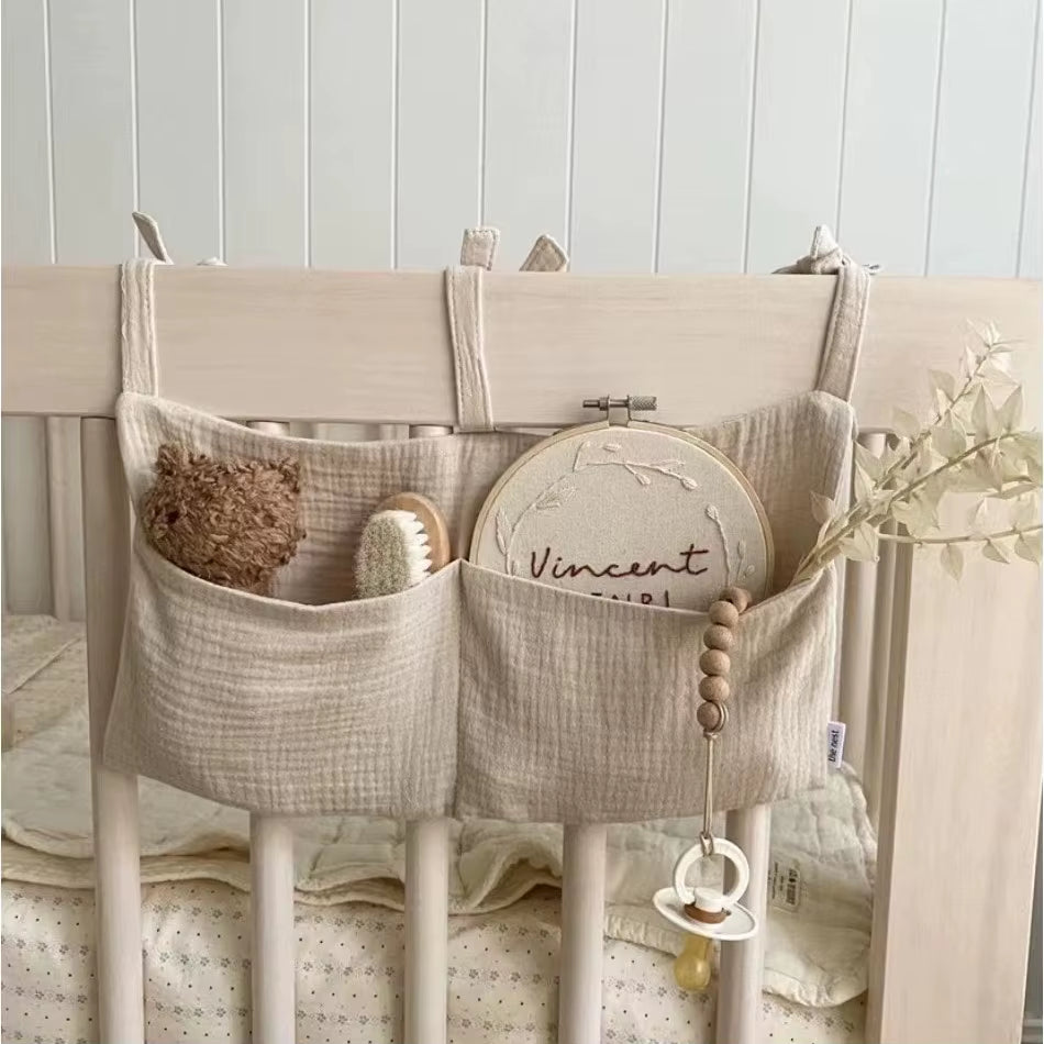 Pink Baby Crib Organizer Bag for Diapers & Essentials