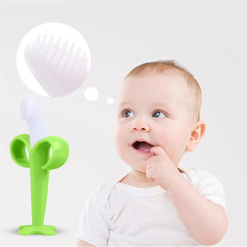 BPA-Free Silicone Baby Teething Toothbrush & Chew Ring