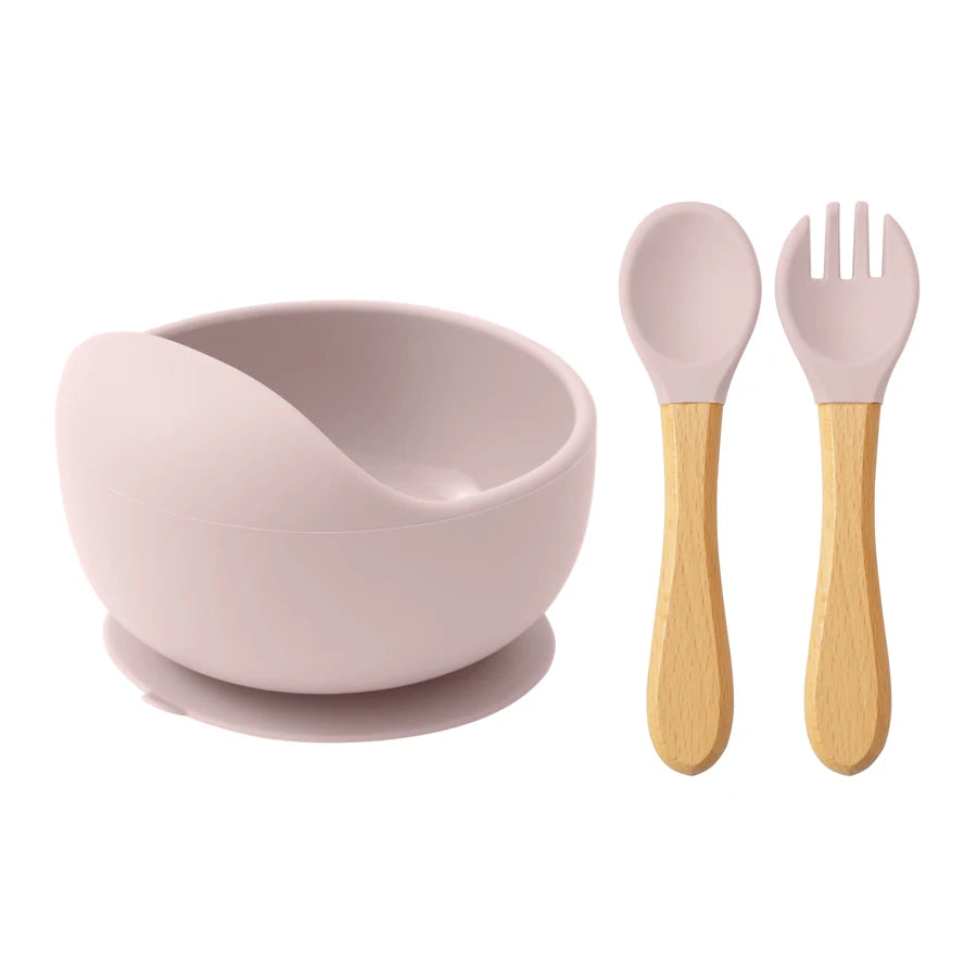 Mamaplan 3-Piece Silicone Baby Feeding Set with Suction Bowl, Spoon & Fork