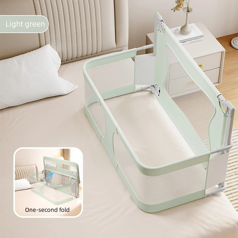 Portable Baby Crib with Mattress, Safety Rails & Folding Design