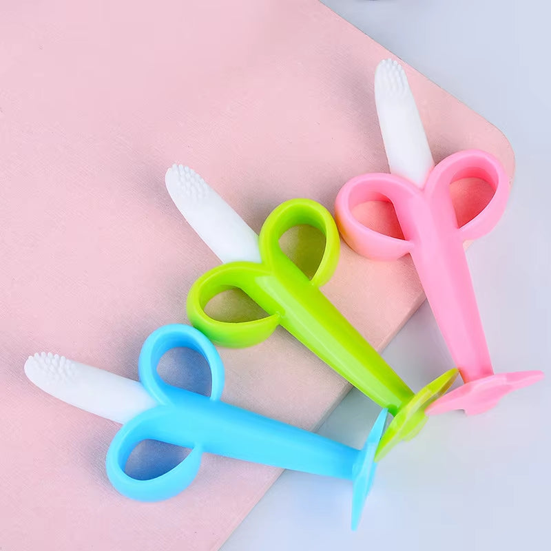 BPA-Free Silicone Baby Teething Toothbrush & Chew Ring