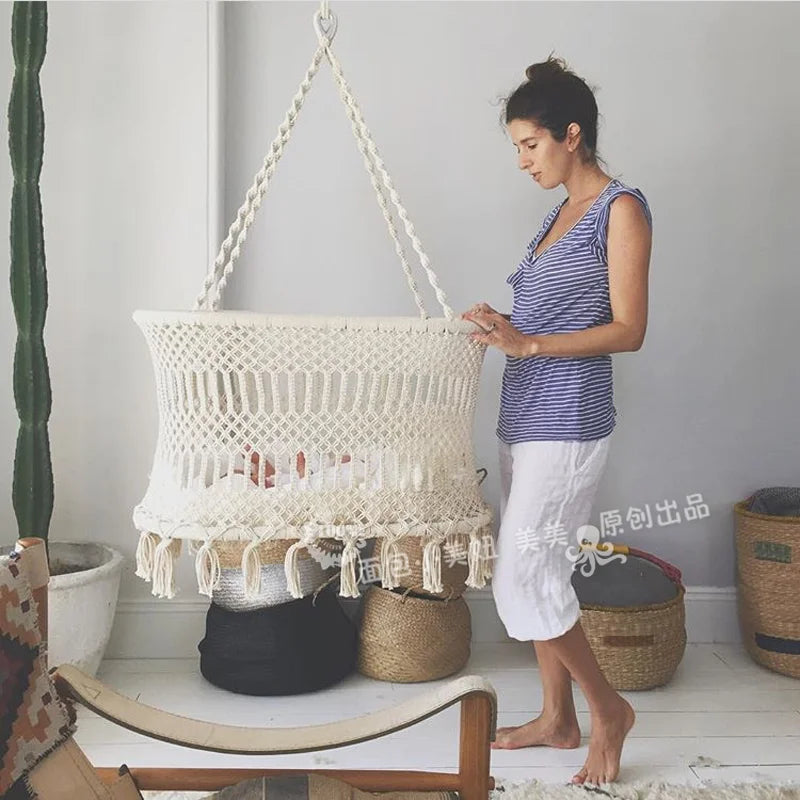 Baby Hanging Bassinet Cradle – Portable Nursery Bed (35” x 23.25” x 14”)
