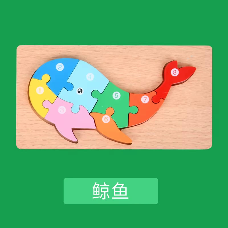 Montessori Wooden Dinosaur Puzzle – Educational Toy for Kids