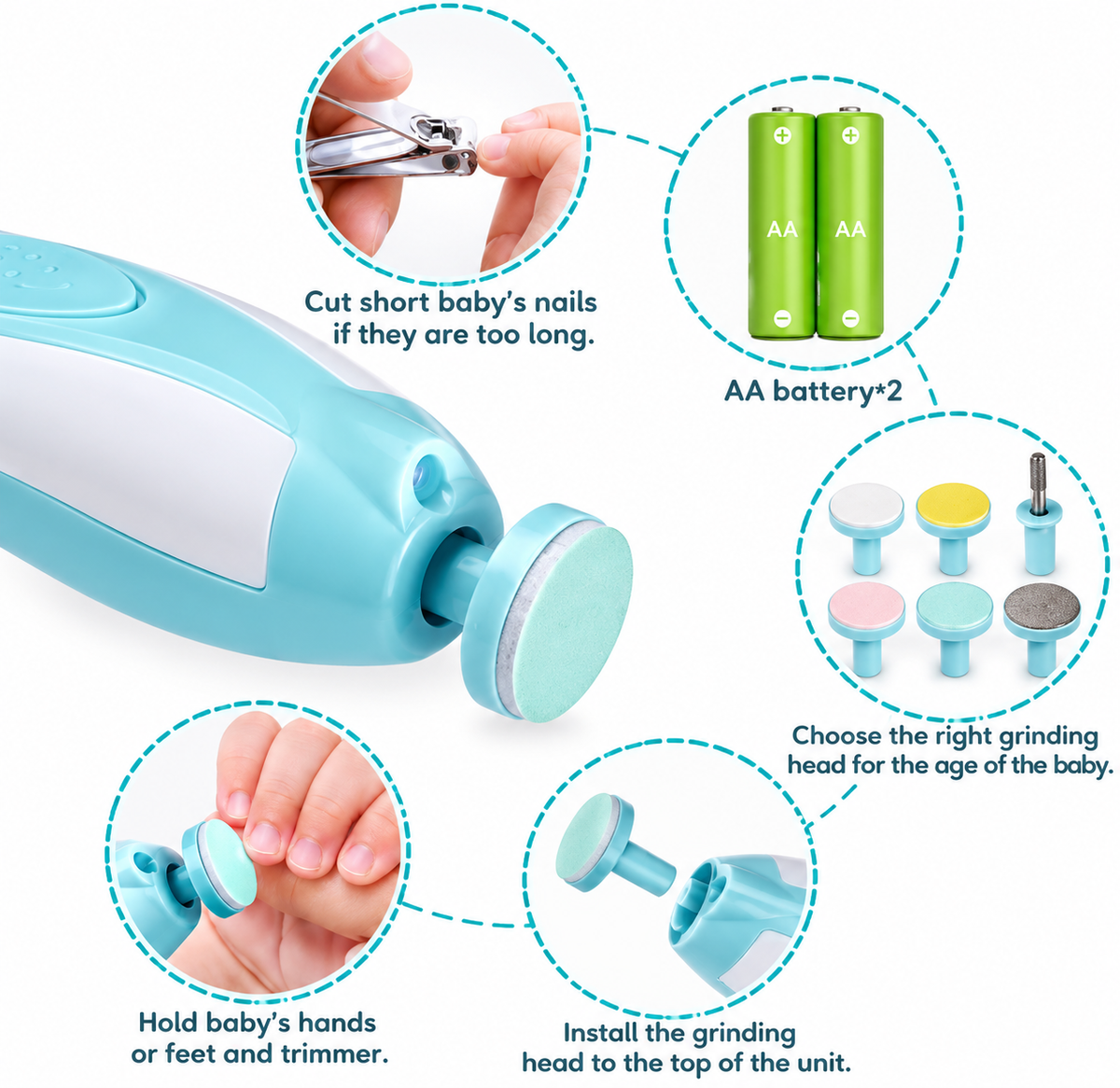 Gentle Electric Baby Nail Trimmer with LED Light