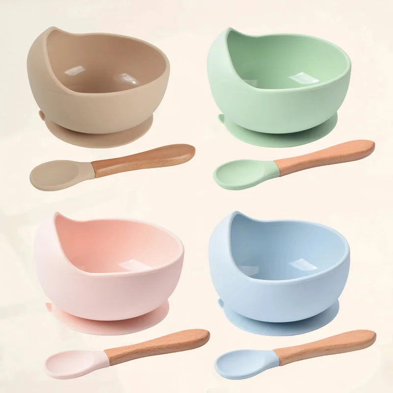 Silicone Baby Feeding Bowl Set with Spoon