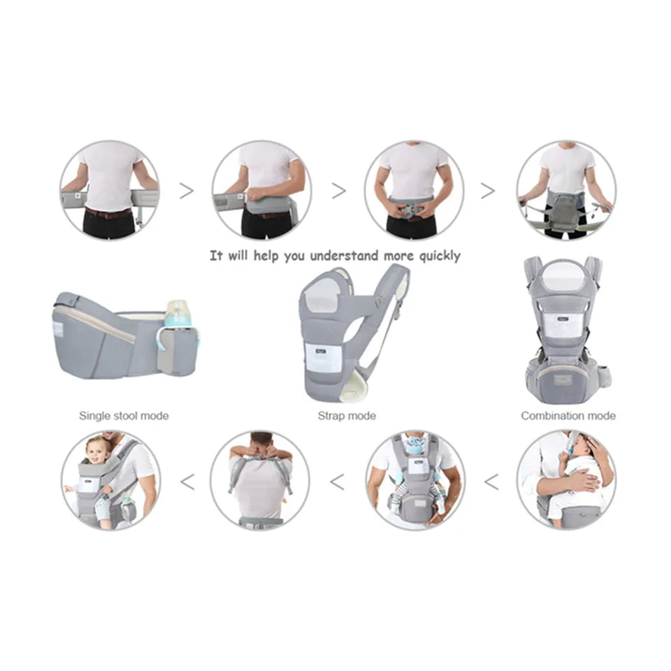 Ergonomic Baby Carrier With Waist Stool Support