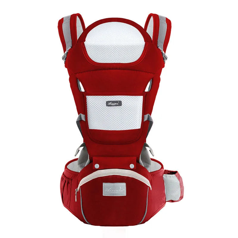 Red Color Ergonomic Baby Carrier With Waist Stool Support