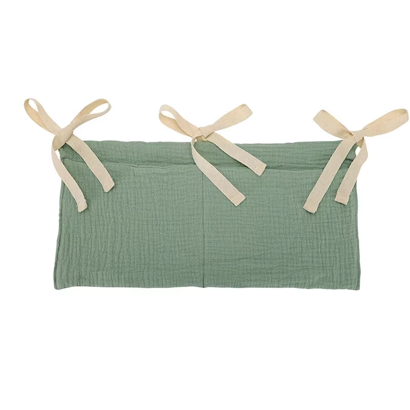 Cotton Baby Crib Organizer – Double-Pocket Storage Bag
