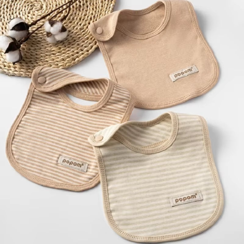 3-Piece Cotton Baby Bib & Burp Cloth Set – Soft Muslin