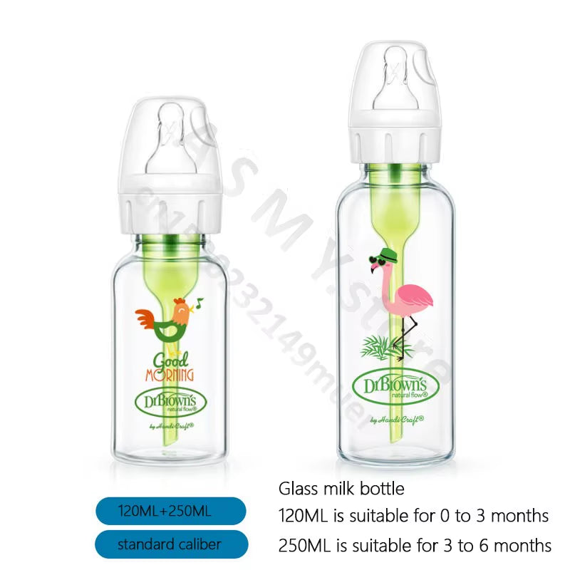 Dr. Brown’s Anti-Colic Glass Baby Bottle Set – 150 ml + 270 ml (Wide-Neck, 2-Pack)