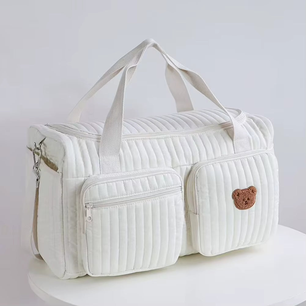 Quilted Large Capacity Baby Diaper Bag - Versatile Weekender and Travel Bag for Hospital and Getaways