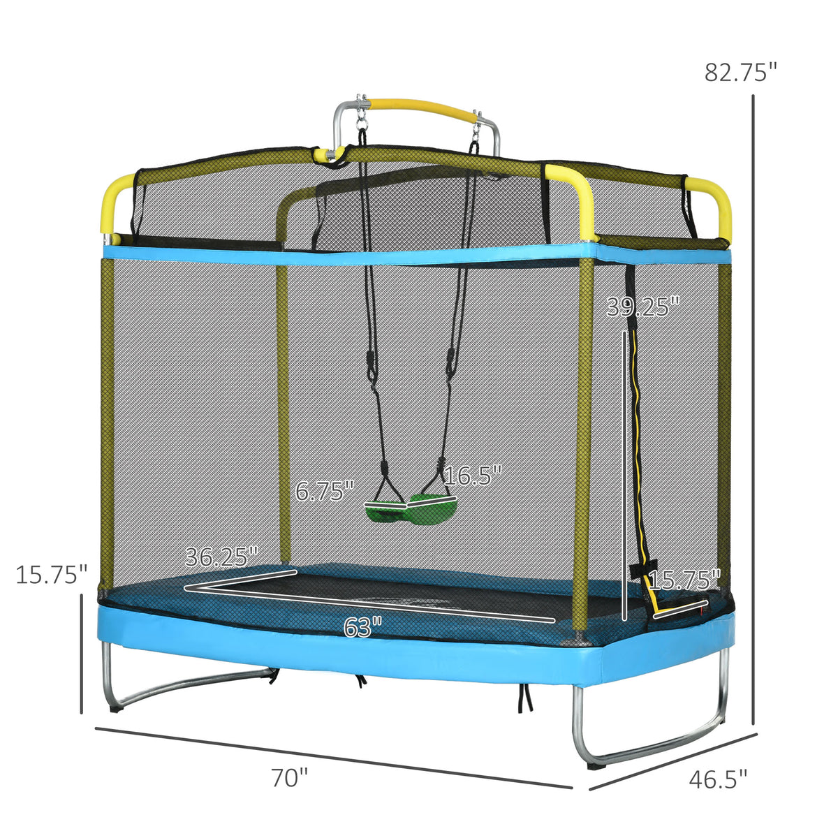 3-In-1 Trampoline for Kids, 6.9 Kids Trampoline with Net, Light Blue