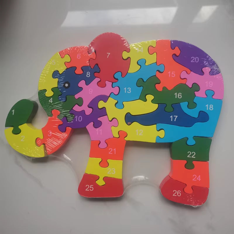 Wooden Elephant 3D Puzzle – Educational Toy for Kids