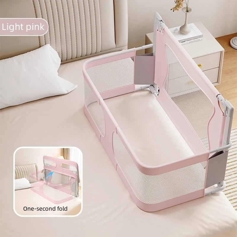 Portable Baby Crib with Mattress, Safety Rails & Folding Design