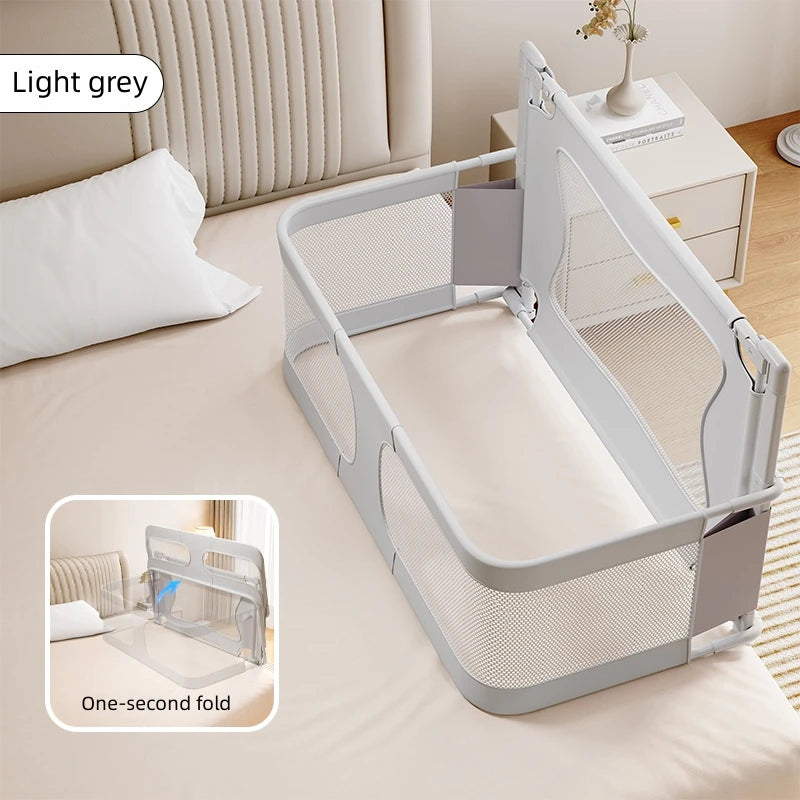 Portable Baby Crib with Mattress, Safety Rails & Folding Design