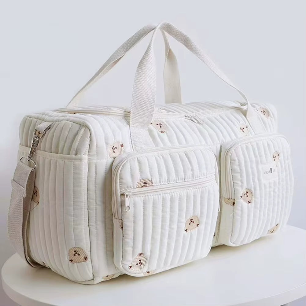 Quilted Large Capacity Baby Diaper Bag - Versatile Weekender and Travel Bag for Hospital and Getaways