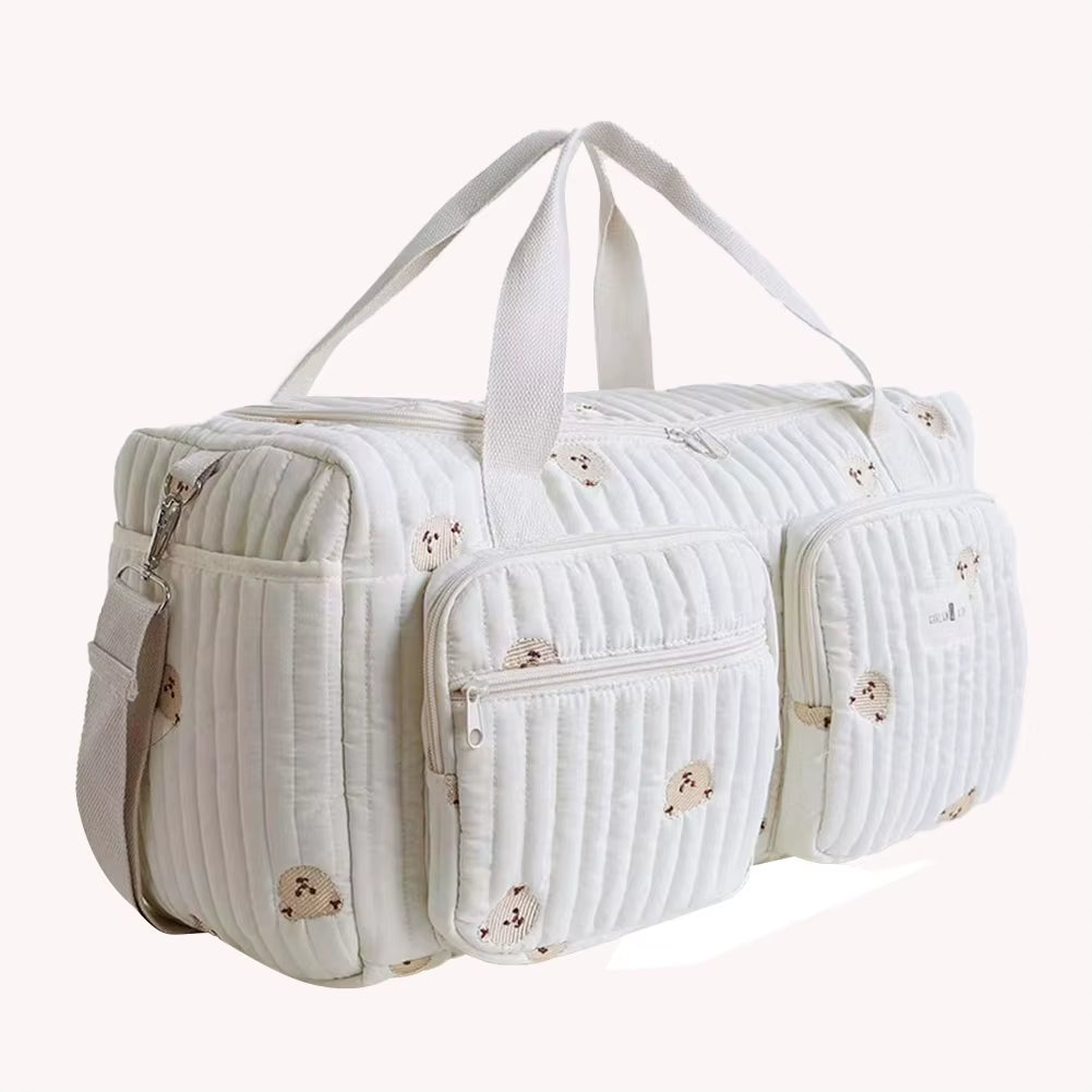 Quilted Large Capacity Baby Diaper Bag - Versatile Weekender and Travel Bag for Hospital and Getaways