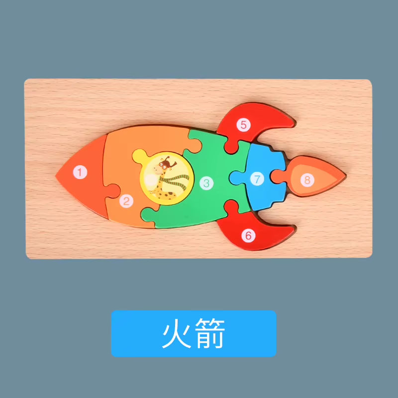 Montessori Wooden Dinosaur Puzzle – Educational Toy for Kids