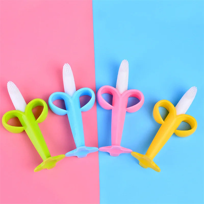 BPA-Free Silicone Baby Teething Toothbrush & Chew Ring
