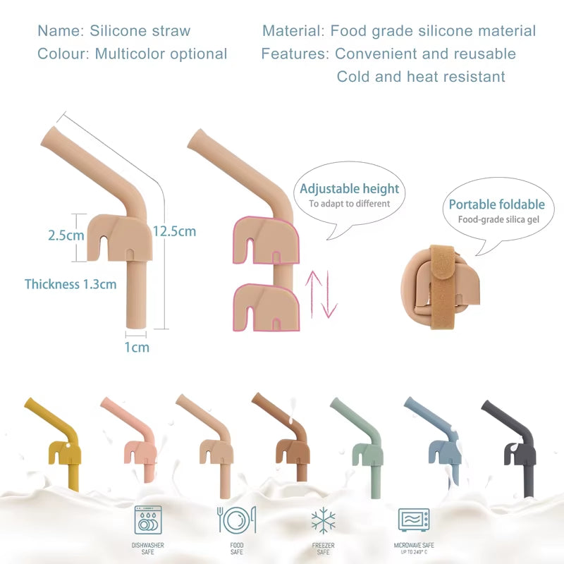 Reusable Silicone Baby Drinking Straw – Soft & Safe